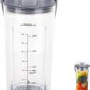 Replacement Blender Cup with Lid for Ninja Blast Portable Blender BC100 & BC151 Series: 18 oz Blender Cup Accessories Part Compatible with Ninja Blast Blender (Grey)