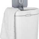 Zadro Fluted Oval Towel Warmer Bucket with Auto-Shut Off Electric Timer & Stainless Steel Tub (Large | 20L | 14.5" Wide x 20.5" Tall, White/Gray)