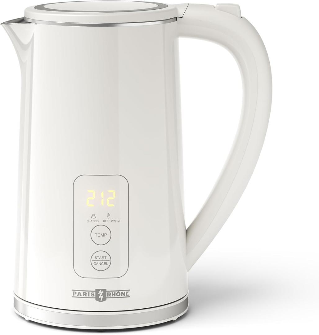 Electric Tea Kettle, 1.7L Larger Design Temperature Control Electric Kettle, 4H Keep Warm Water Boiler with 6 Presets, LED Screen Electric Kettles for Boiling Water, Boil-Dry Protection, BPA Free (Ivory)