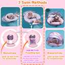 Mambobaby Float with Canopy and Tail New Upgraded Non-Inflatable Baby Pool Float Mambo Float Swim Trainer Solid Infant Swim Float Adjustable Pearl Foam Baby Swim Ring