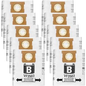 VF3503 Vacuum Bags Compatible with Ridgid 5 to 10 Gallon Wet/Dry Vacs, Size B(10 Pack)