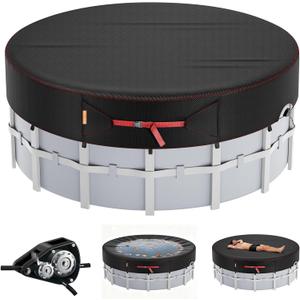 10 Ft Solar Pool Covers for Above Ground Pools, Snug Fit Round Frame Pool | Windproof with Buckles and & Tightening Ratchet, 634N Tear-Resistant, Waterproof, UV Protection, Cuts Evaporation, Solar Heat