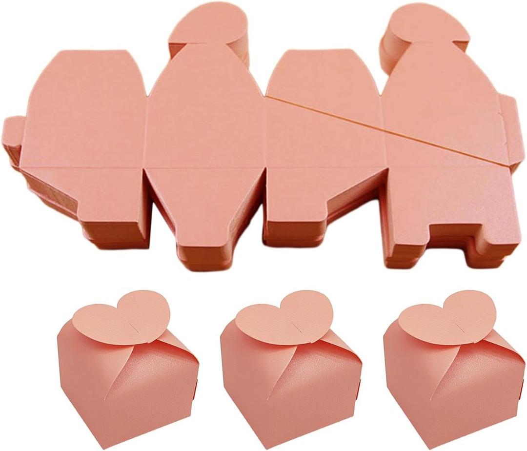 SM SunniMix 50 Pieces Paper Gift Boxes Wedding Candy Boxes Decorative with Lid Present Container for Crafting Holiday Ornament Packing Suitable for, Pink