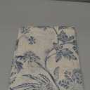 jinchan Floral Linen Tier Curtains 36 Inch Farmhouse Cafe Curtains Rod Pocket Country Flower Drapes for Small Windows for Kitchen Laundry Room Bathroom RV 2 Panels Light Filtering Blue on Beige