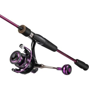 Sougayilang Fishing Rod and Reel Combo, Stainless Steel Guides Fishing Pole with Spinning Reel Combo for Saltwater and Freshwater (purple - Medium), Size: 5.9ft and Spinning Reel