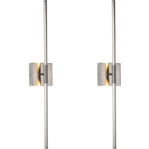 KUZZULL Modern Minimalist LED Bathroom Sconce, Brushed Nickel, 27.8" x 4.3" x 3.4"