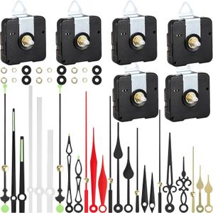 6 Pieces High Torque Clock Movements Long Shaft Clock Movement Mechanism with 8 Different Pairs of Repair Parts for Design Replacement Repairing Accessories