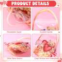 Spakon 50 Pcs Valentine's Day Plastic Goodie Bags with Handles 10.1 x 7.3 Inch Heart Bear Clear Sealing Pouches for Candy Snacks Trick or Treat Gift Bags for Holiday Birthday Party Favor Decoration