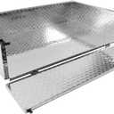 Golf Cart Cargo Box Heavy Duty Aluminum Diamond Plate Utility Box with Fold Down Tailgate and Rattle-Free Rubber Latches Universal Utility Bed Cargo Box for Golf Carts Silver