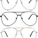 3 Pack Bifocal Reading Glasses for Women Men, Aviator Bi-focal Readers Glasses Dual Focal Eyewear +3.50