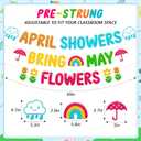 April Showers Bring May Flowers Banner School Classroom Spring Party Decorations for Student Children Teacher Celebrating Happy Spring Party Supplies