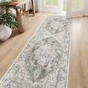 LIVEBOX Sage Green Runner Rug Non-Slip 2.5x8 - Oriental Bedroom Rugs Long Hallway Rugs for Home Decor, Low-Pile Vintage Carpet for Bathroom, Non-Slip Soft Carpet Throw Rug for Laundry Room