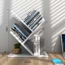 Godferyxin Tree Bookshelf, 3-Tier Small Bookcase for Desk – Wood Small Bookshelf with Storage Shelves, Mini Bookcase for Bedroom, Office, White Bookshelf, CDs, Magazines Desktop Book Tree
