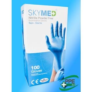 Lot of 3 Blue Nitrile Examination Gloves Powder Free, Size Small, Pack of 100