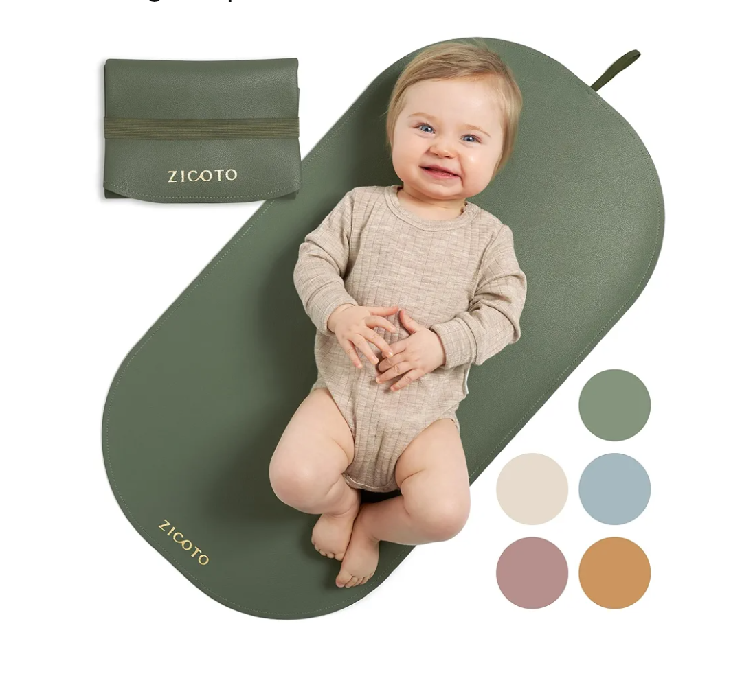 Beautiful Baby Diaper Changing Mat Made of Vegan Leather - Soft and Easy to Wipe Changing Pad for Travel or at Home Use - Lightweight and Foldable Mat That Perfectly Fits Into Any Diaper Bag