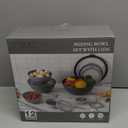 COOK WITH COLOR Mixing Bowls Set with TPR Lids - 12 Piece Plastic Nesting Bowls Set includes 6 Prep Bowls and 6 Lids, Microwave Safe (Grey) (Grey TPR Lids)