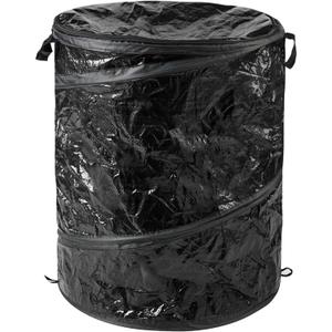 Collapsible Trash Can - 44-Gallon Portable Garbage Can Outdoor Bin with Zippered Lid for RV, Camping, Parties, or Yard Waste by Wakeman (Black)