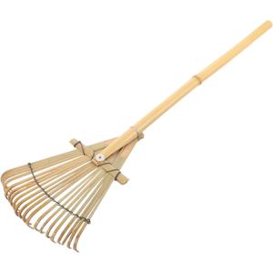 YARNOW Bamboo Garden Rake, 20 Tines Hand Rake for Leaves, Soil Spreading, and Lawn Care, Eco-Friendly Wooden Gardening Tool, 23.4 x 6.7 Inch, Beige