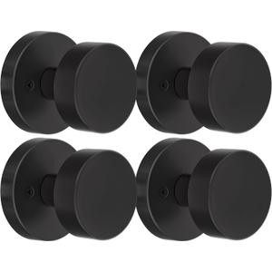 4 Pack Black Dummy Interior Door Knob Matte Black Door Knobs for Bifold Closet Doors, Heavy Duty Round Modern Door Handle