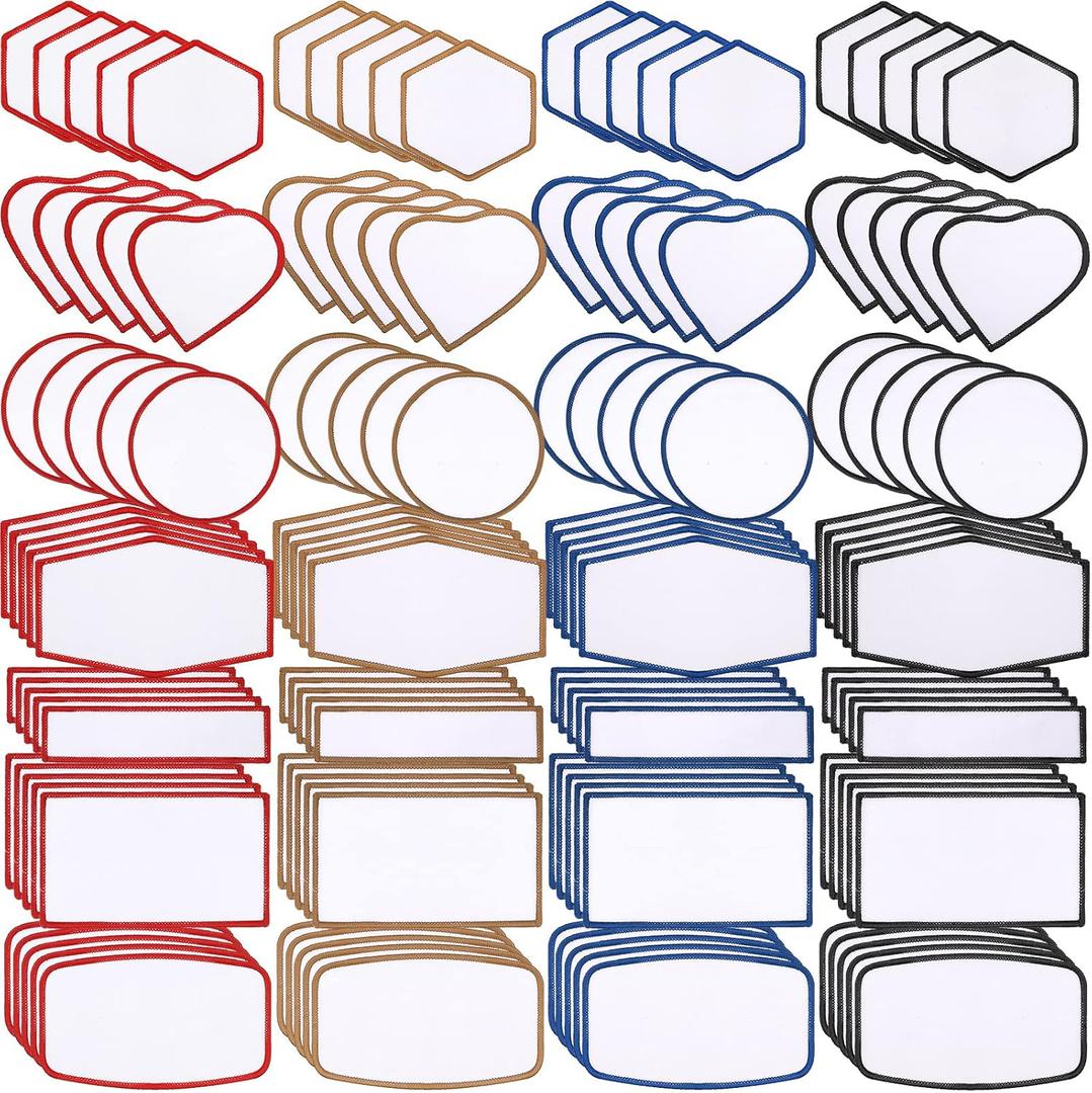 140 Piece Sublimation Patches Blank Hat Patches for Clothes & Dresses (Black, Blue, Red, Khaki)