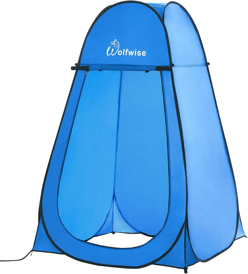 Wolfwise Pop Up Shower Tent for Camping Essentials, Portable Instant Changing Tent with Ventilation Window & Carry Bag, Privacy Dressing Room Bathroom Toilet for Beach & Outdoor, Spacious, Blue, Spacious: 6'3" H, 47.2" W