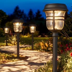 XMCOSY+ Solar Pathway Lights Outdoor 6 Pack, 2 Lighting Modes Warm White & RGB Auto Color Changing LED Solar Powered Garden Lights IP65 Waterproof for Yard Walkway Driveway Landscape Lawn Decorative (Reddish-Brown)