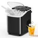 Sweetcrispy Countertop Ice Maker with Scoop, Basket and Handle, Portable Ice Machine 9 Cubes Ready in 6 Mins, 26.5lbs in 24Hrs, 2 Sizes for Home Kitchen Office Bar Party