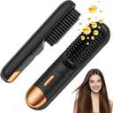 Go Brush Pro 2026 Hair Straightener Brush 300 Million Negative Ionic Portable Hair Straightener Comb for Women with 4 Temps Fast Heating MCH Ceramic Coating Smooth Frizz - Free Hair Shining Black
