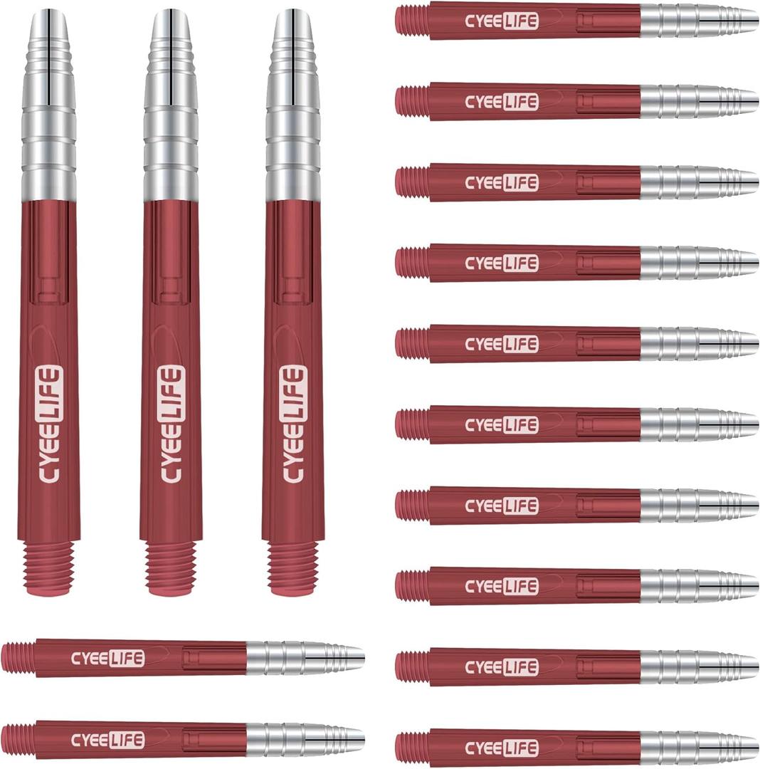 2 x CyeeLife Transparent Alunium-Plastic Dart Shafts 15pcs(5 Sets) 35mm/48mm (Red)