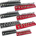 8Pcs Magnetic Socket Organizer Set, 1/2", 1/4" and 3/8" SAE & Metric Deep & Shallow Tools Tray Holder Kit, holds 199pcs Sockets (sockets not included) (8PC 1/2&3/8&1/4)