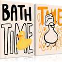 Bathroom Duck Wall Art Funny Bathroom Animal Canvas Wall Decor Bath Time Rubber Duck Art Poster Funny Cute Animal Prints Pictures Fun Painting Playful Artwork for Toilet 16x24 Inch Ready to Hang 2Pcs