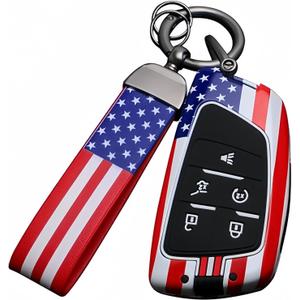3 x American USA Flag Metal Key Fob CoverKey Case,Keychain,Accessories Compatible with 2022 2023 2024 2025 Chevy Silverado 1500 GMC Sierra 1500, 2024 2025 Silverado Sierra 2500HD 3500HD