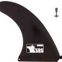 SBS - 8 inch Longboard & SUP Single Fin - 8" Center Fin for Surfboard & Paddleboard (Black with Logo)