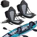 2 Pack of Kayak Seat Deluxe Padded Canoe Backrest Seat Sit On Top Cushioned Back Support SUP Paddle Board Seats with Detachable Storage Bag 4 Adjustable Straps for Kayaking Canoeing Rafting Fishing