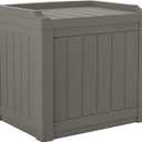 Suncast 22 Gallon Indoor or Outdoor Backyard Patio Small Storage Deck Box with Attractive Bench Seat and Reinforced Lid, Stone Gray (1 Pack)