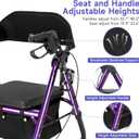 Lightweight Rollator Walker with Seat & Backrest - Foldable Mobility Aid for Seniors, 8" Large Airless Tires, Adjustable Height, Brake,Storage Bag,300 lbs Capacity, 4 Wheel Rolling Walkers for Adults