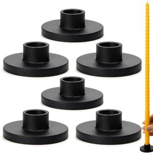 Black Iron Mini Taper Candle Holders for 1/2 Inch Candles  Small, Skinny, Thin Tapered Candle Holders for Chime, Spell, Church Candles  Set of 6