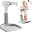 Baby Shower Stand - Adjustable Height Baby Shower Standing Support | Baby Bath Stand Soporte para Baera de Beb | Toddler Shower Stand Assist Holder for 8-36 Months Toddler Baby Standing Bath (Grey White(without seat))