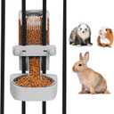 Kenond 55oz Hanging Automatic Rabbit Feeder, 1.6L Large Capacity Gravity Food Dispenser with Stainless Steel Bowl,for Dog, Cat, Ferret & Medium-Small Animals,Fits Widemouth Cages& Wire Cages & Crates