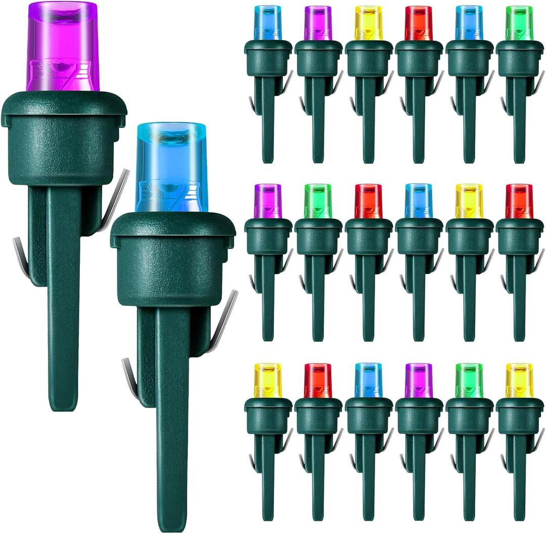 Honoson 120 Count 5 mm Winter LED Replacement Bulbs Bulk Wide Angle Winter LED Light Bulbs String Replacement Festival Light Garland Outdoor Tree Home Decoration (Green Base with Bright Colors Bulb)