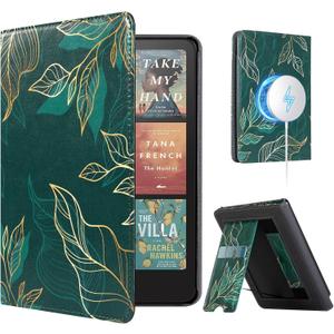 CoBak Case with Stand for Kindle Paperwhite -with Auto Sleep Wake, Card Slot, Hand Strap Feature - Fits Kindle Paperwhite 11th Generation 6.8" Signature Edition 2021 Released, Green Pattern