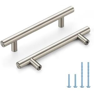 Brushed Nickel Cabinet Handles 4 Inch Hole Spacing Stainless Steel Drawer Pulls for Cabinets, Dresser, Bathroom 10 Pack