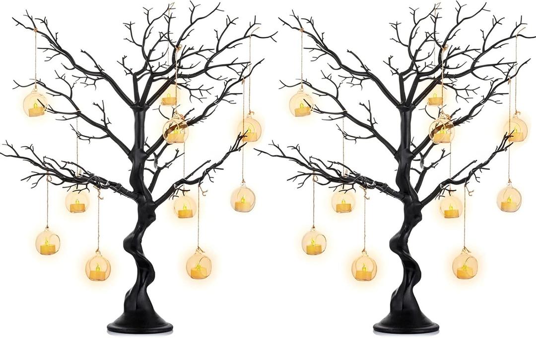 Sziqiqi Resin Artificial Tree for Tree Centerpiece, Home Decoration, Wedding Centerpiece, Creative Ornaments Display 30 inches (30 inch x 2, Black)