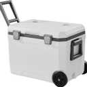 VEVOR Ultra-Light Hard Cooler, Ice Retention Cooler with Heavy Duty Handle, Ice Chest Lunch Box for Camping, Travel, Outdoor, Keeps Cool for up to 6 Days, 30% Lighter Than Rotomolded Coolers (45QT with wheels)