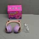 iClever Cat Ear Kids Bluetooth Headphones, LED Lights Up, 74/85dBA Safe Volume Limited, 50H Playtime,Bluetooth 5.2, USB C,Kids Headphones Wireless Over Ear for Travel iPad Tablet, Meow Macaron-Purple