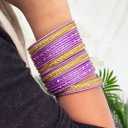 Touchstone Indian bangles for women bollywood desi jewelry chunky texture alloy metal stones multi stacking bangle bracelets chudiyan set bridal wedding guest outfit accessories.