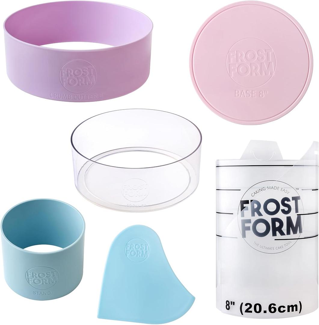 Frost Form Acrylic Starter Kit (8 inch) and 6-Piece Set | Professional-Quality 6 Inches Tall | Cake Frosting | Beginners and Pros | Cake Decorating Kit | Compatible with Piping Bags