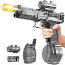 Electric Water Gun for Adults Kids,Automatic High Power Water Squirt Gun with Realistic Led Gun Muzzle Flame,Large Capacity Water Storage Tank 28-32 Ft Range,Summer Outdoor Pool Beach Party Toys