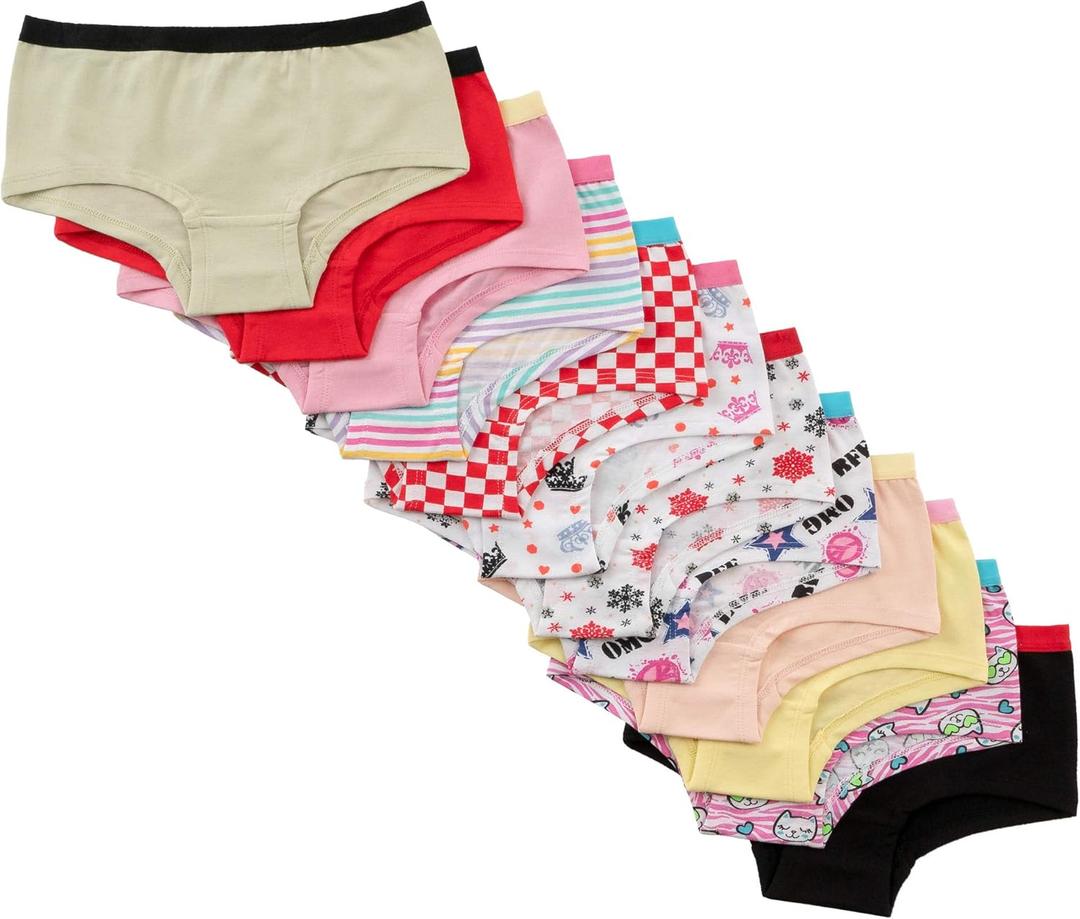 Alyce Intimates Girls Panties, Assorted Solids & Prints Pack of 12, Size 16