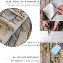 Abyssaly Stone Wallpaper Brick Wallpaper Peel and Stick Stone Backsplash Self-Adhesive Removable Vinyl Wall Paper Grey Faux Brick Shelf Liner 17.71" X 590" Home Decorations Contact Paper (Brown)